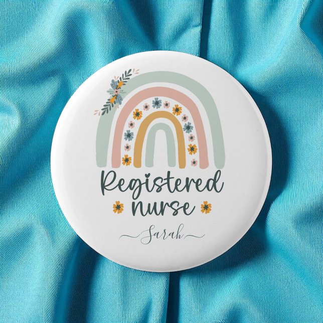 Personlig Cute Registerad sjuksköterska med Namn Knapp (Skapare uppladdad)