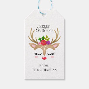 Personlig Cute Reindeer-Juletiketter Presentetikett