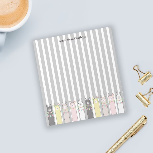 Personlig Cute Retro Colorful Llamas Girls Anteckningsblock (Skapare uppladdad)