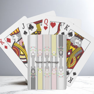 Personlig Cute Retro Colorful Llamas Kids Casinokort