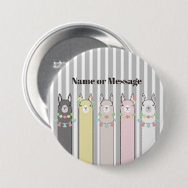 Personlig Cute Retro Colorful Llamas Knapp