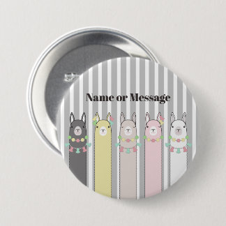 Personlig Cute Retro Colorful Llamas Knapp