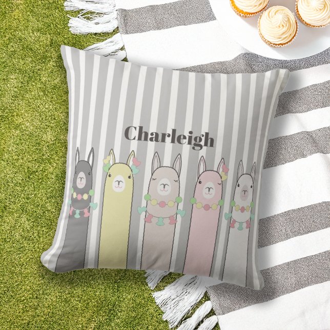 Personlig Cute Retro Colorful Llamas Kudde (Skapare uppladdad)