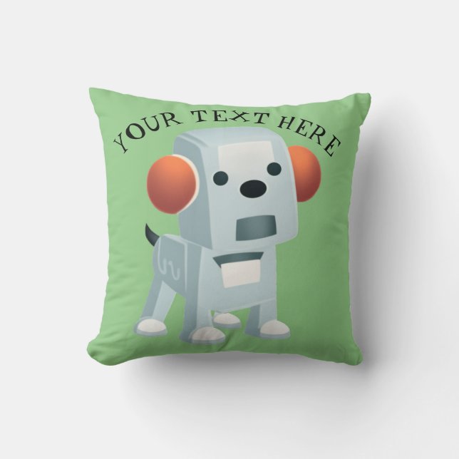Personlig Cute Robot Toaster Puppy Hund Kudde (Framsida)