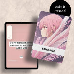 Personlig Cute Rosa Anime Girl iPad Case iPad Mini Skydd<br><div class="desc">Skydda din iPad i stil med våra Cute Rosa Anime Girl Fodral som har vita fjädrar. Gör det personligt genom att lägga till ditt namn eller anpassa det som en gåva till någon speciell.</div>