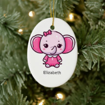 Personlig Cute Rosa Baby Elephant Ornament