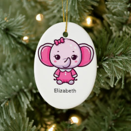 Personlig Cute Rosa Baby Elephant Ornament
