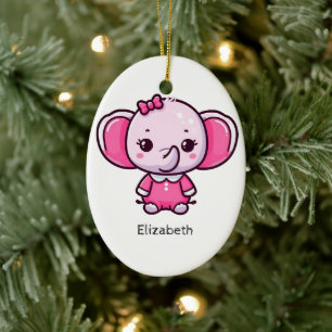 Personlig Cute Rosa Baby Elephant Ornament