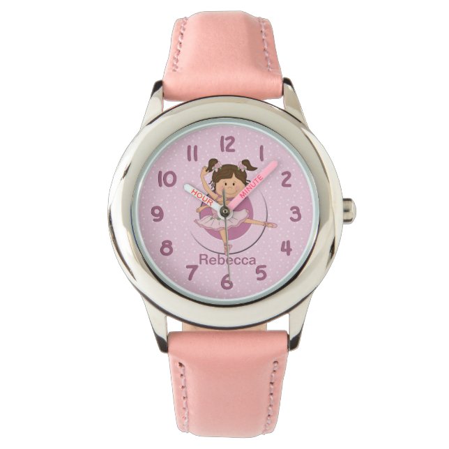Personlig Cute Rosa Ballerina Armbandsur (Framsida)