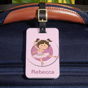 Personlig Cute Rosa Ballerina Bagagebricka