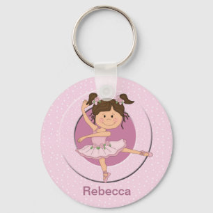 Personlig Cute Rosa Ballerina Nyckelring