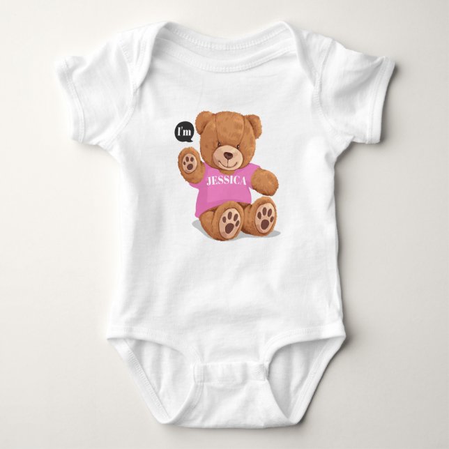 Personlig Cute Rosa Bear T Shirt (Framsida)