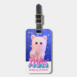 Personlig Cute Rosa Blue Plushie Power Photo Bagagebricka