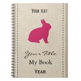 Personlig Cute Rosa Bunny Linen Titta Anteckningsbok