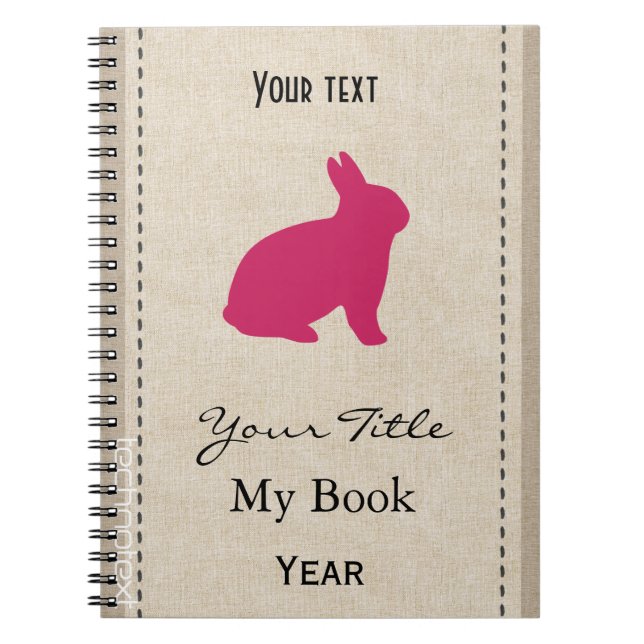 Personlig Cute Rosa Bunny Linen Titta Anteckningsbok (Framsidan)