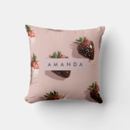 Personlig Cute Rosa Chocolate-dipping Strawberry Kudde