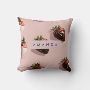 Personlig Cute Rosa Chocolate-dipping Strawberry Kudde