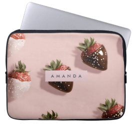 Personlig Cute Rosa Chocolate-dipping Strawberry Laptop Fodral