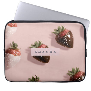 Personlig Cute Rosa Chocolate-dipping Strawberry Laptop Fodral