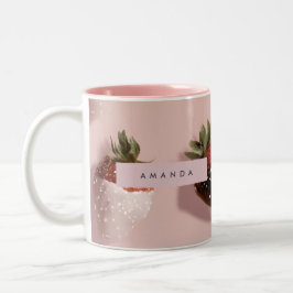 Personlig Cute Rosa Chocolate-dipping Strawberry Två-Tonad Mugg