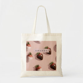 Personlig Cute Rosa Chocolate-dipping Strawberry Tygkasse