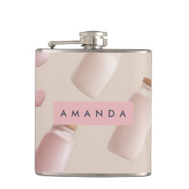 Personlig Cute Rosa Cookie och Strawberry Mjölk Fickplunta