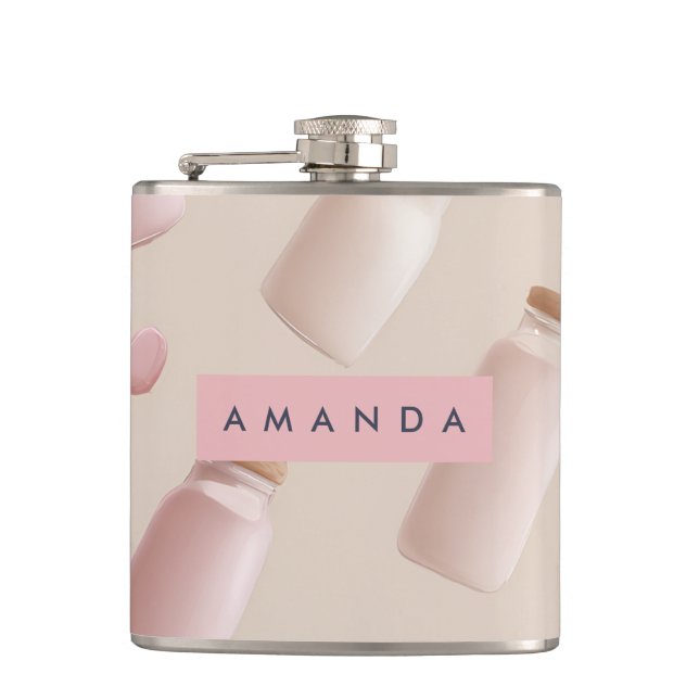 Personlig Cute Rosa Cookie och Strawberry Mjölk Fickplunta (Framsidan)