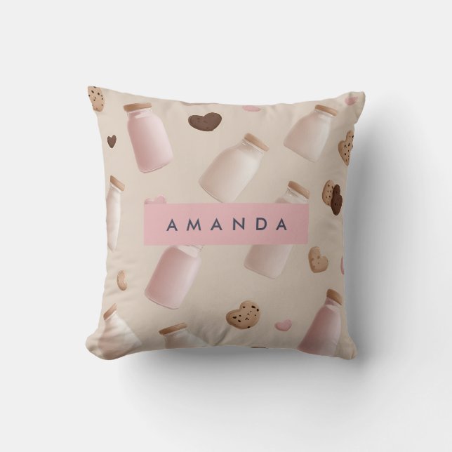 Personlig Cute Rosa Cookie och Strawberry Mjölk Kudde (Framsida)