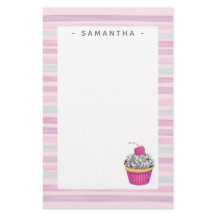 Personlig Cute Rosa Cupkaka Stationär