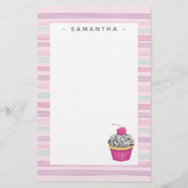 Personlig Cute Rosa Cupkaka Stationär