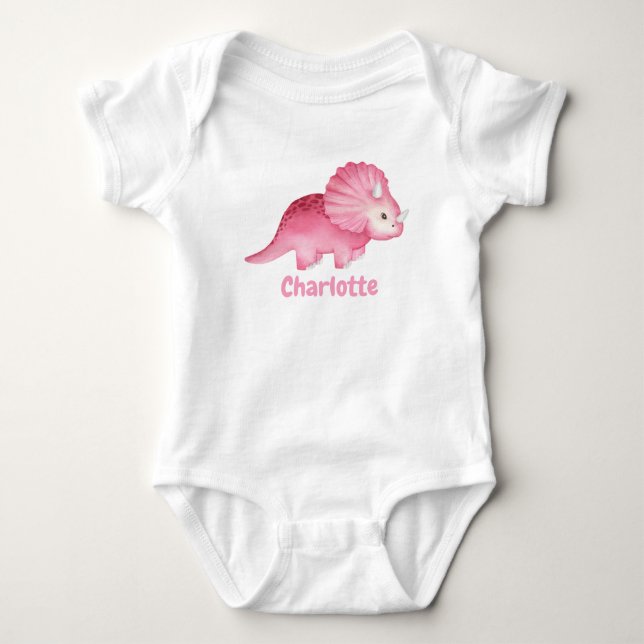Personlig Cute Rosa Dinosaur T Shirt (Framsida)