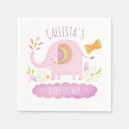 Personlig Cute Rosa Elephant Baby Shower Pappersservett