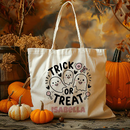 Personlig Cute Rosa Ghost Bus eller godis Candy Tygkasse
