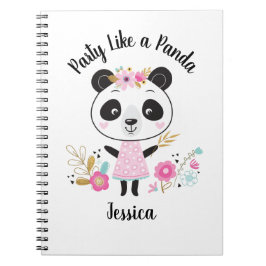 Personlig Cute Rosa Girly Panda Anteckningsbok