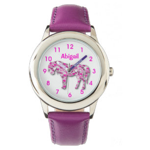 Personlig Cute Rosa Heart Horse Pony Armbandsur