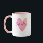 Personlig Cute Rosa Heart Mugg<br><div class="desc">Anpassa det här feminina träet till rosa mugg med namn i någon du kärlek! Designad av Blackberry Boulevard.</div>