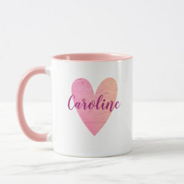 Personlig Cute Rosa Heart Mugg