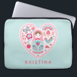 Personlig Cute Rosa Heart Ntestdocka Laptop Fodral<br><div class="desc">En söt teal och rosa matryoshka kapningsdocka laptop sleeve. Så roligt för back to school! Anpassa det med ditt namn eller ge som gåva. Designad av Blackberry Boulevard.</div>