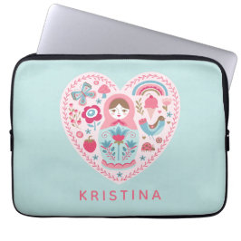 Personlig Cute Rosa Heart Ntestdocka Laptop Fodral