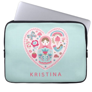 Personlig Cute Rosa Heart Ntestdocka Laptop Fodral