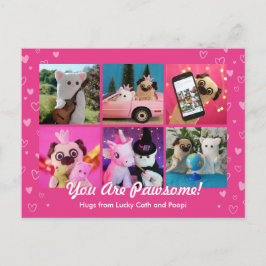 Personlig Cute Rosa Hearts Photo Collage Vykort
