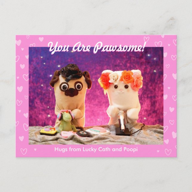 Personlig Cute Rosa Hjärtar med Photo Plushiemail Vykort (Framsida)