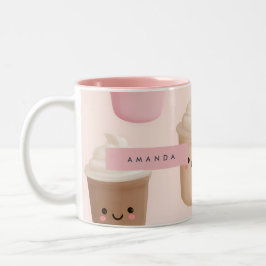 Personlig Cute Rosa Kawaii Coffee Kopp