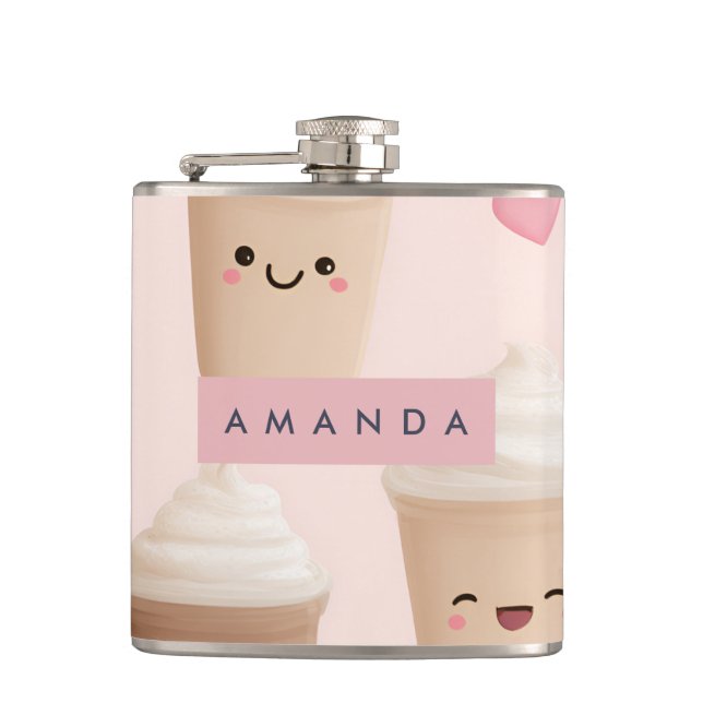 Personlig Cute Rosa Kawaii Coffee Kopp Fickplunta (Framsidan)