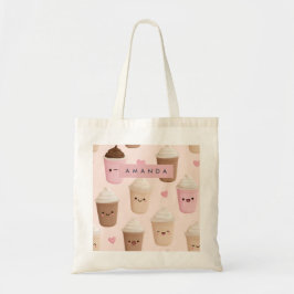 Personlig Cute Rosa Kawaii Coffee Kopp Tygkasse