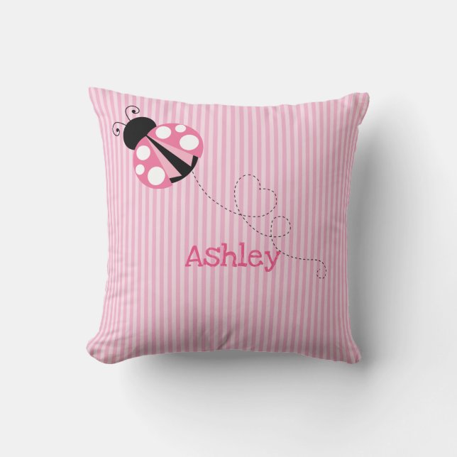 Personlig Cute Rosa Ladybug Kudde (Framsida)