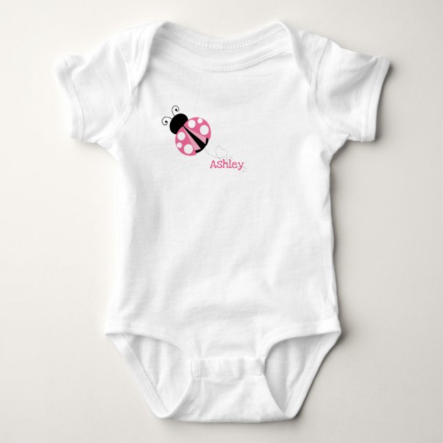 Personlig Cute Rosa Ladybug T Shirt (Framsida)