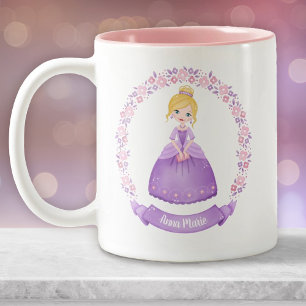 Personlig Cute Rosa Lila Princess Två-Tonad Mugg