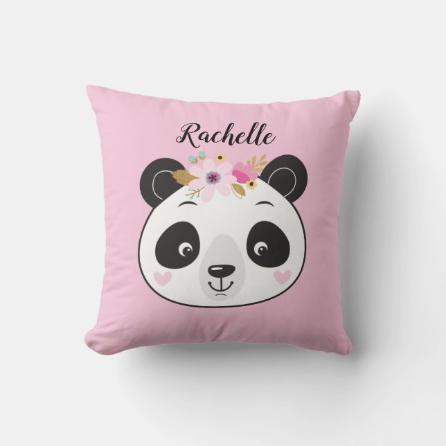 Personlig Cute Rosa Panda Dekorativ kudde (Framsida)