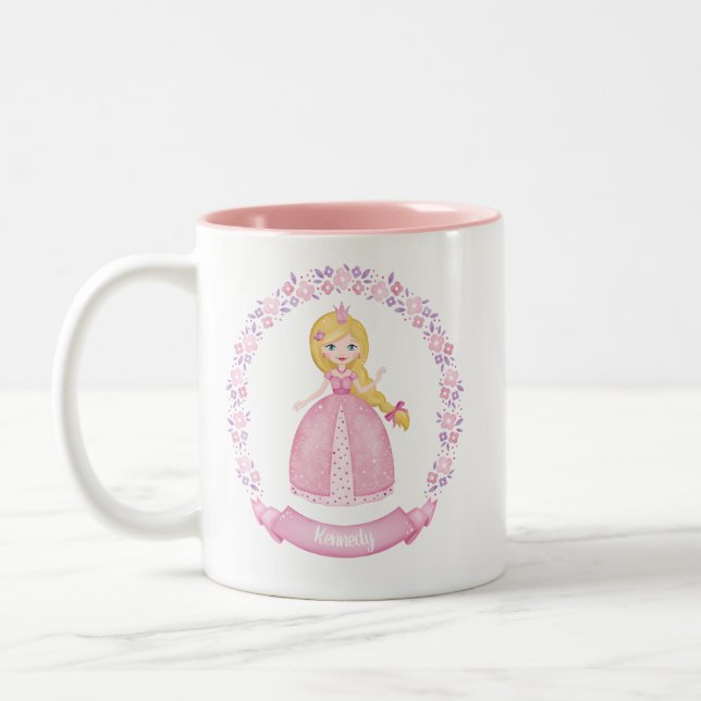 Personlig Cute Rosa Princess Två-Tonad Mugg (Vänster)
